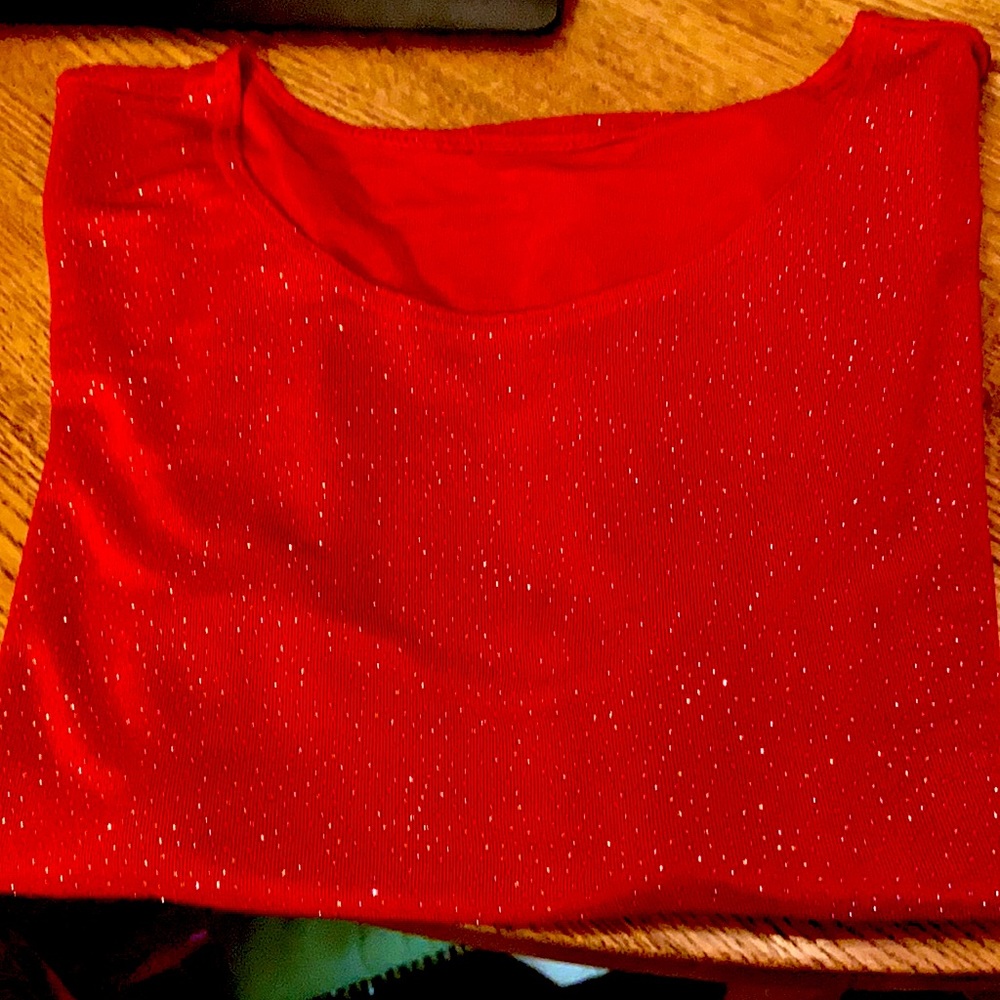 Beautiful Red Sparkle short sleeve top